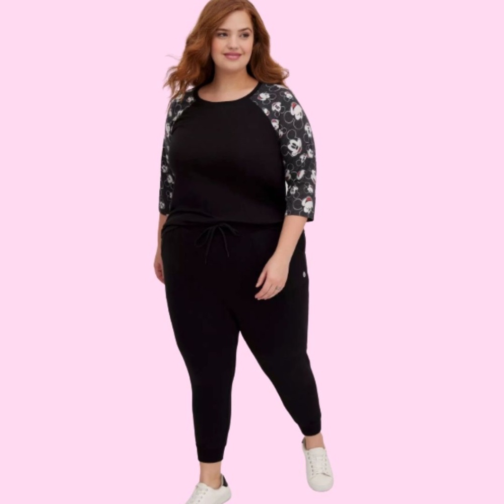 Torrid Disney Mickey Heads Raglan Top – Black – Size 5